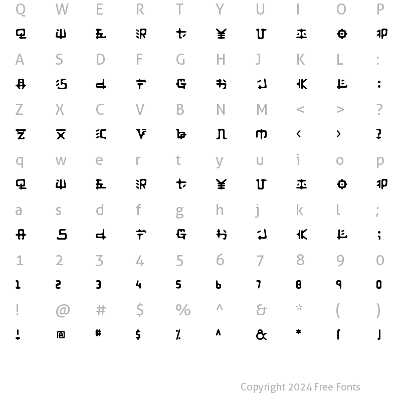 Character Map of Anyong Regular