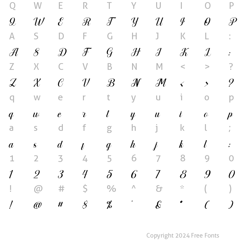 Character Map of Anyva Regular