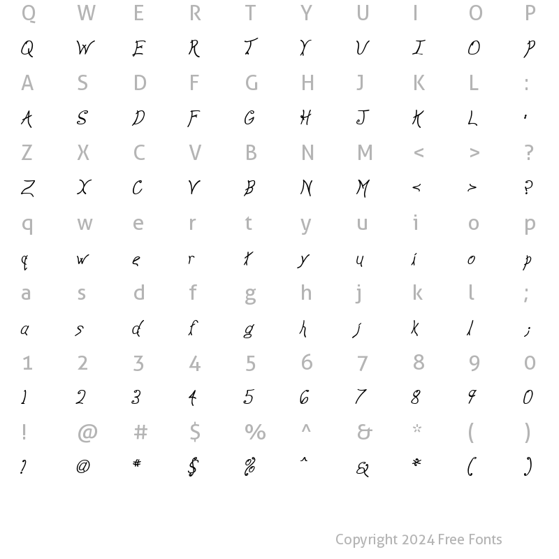 Character Map of Anyway BoldItalic