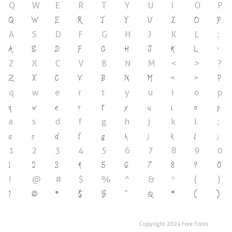 Character Map of Anyway Light Regular