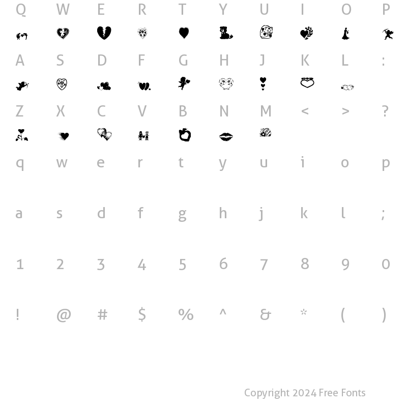 Character Map of AOS Valentine Regular