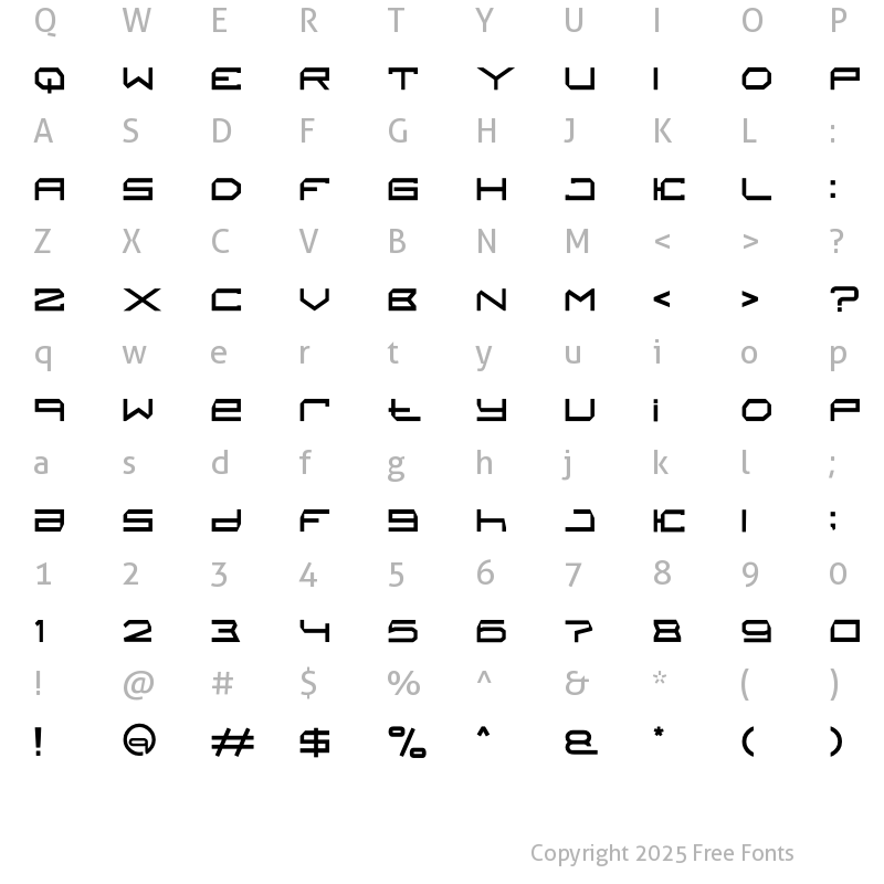 Character Map of AOSHU Regular