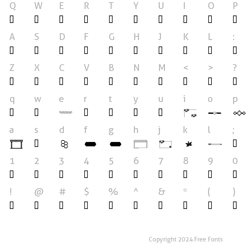 Character Map of ap fancy frames Regular