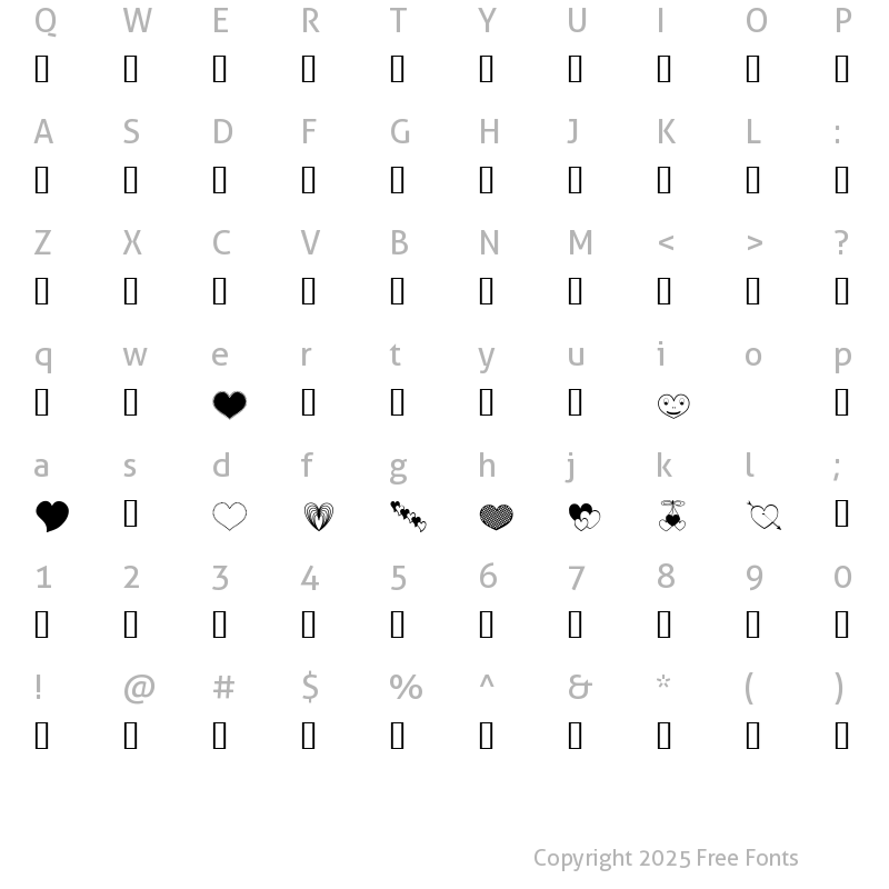 Character Map of ap_justhearts Regular