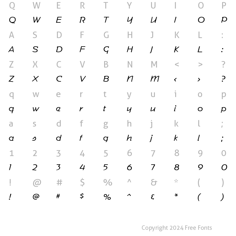 Character Map of Apanage Regular