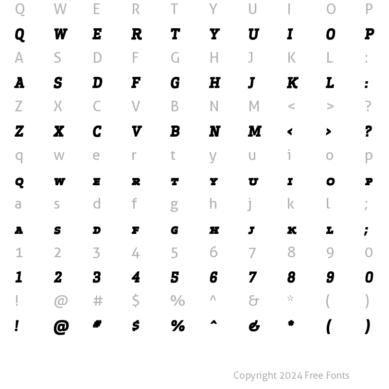 Character Map of Apex Serif Extra Bold Italic Ca Regular