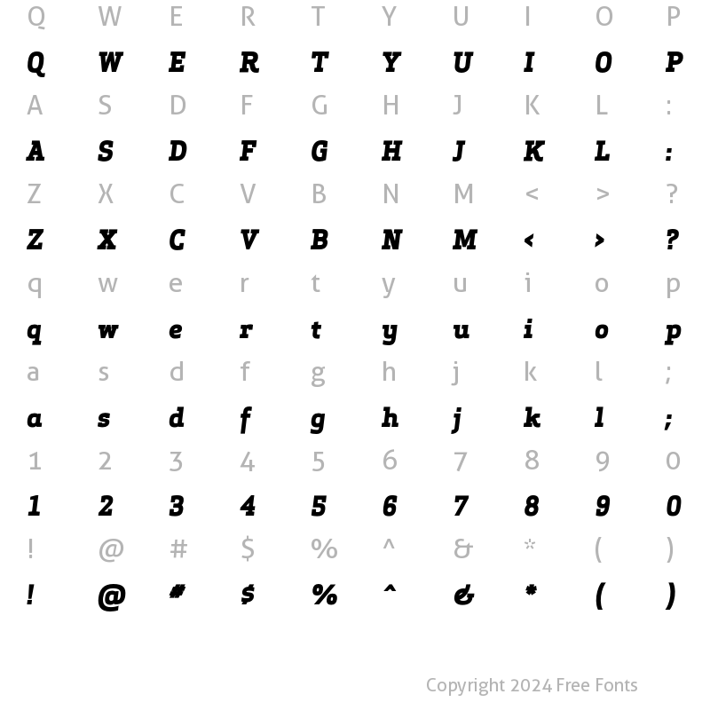 Character Map of Apex Serif Extra Bold Italic Regular