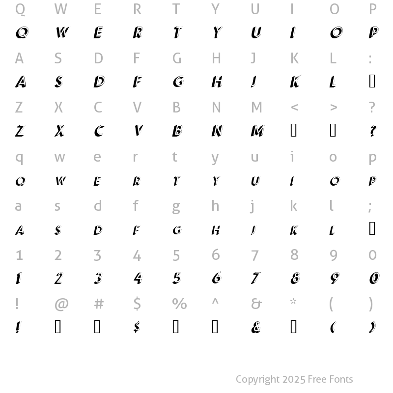 Character Map of ApexShadowSCapsSSK Italic