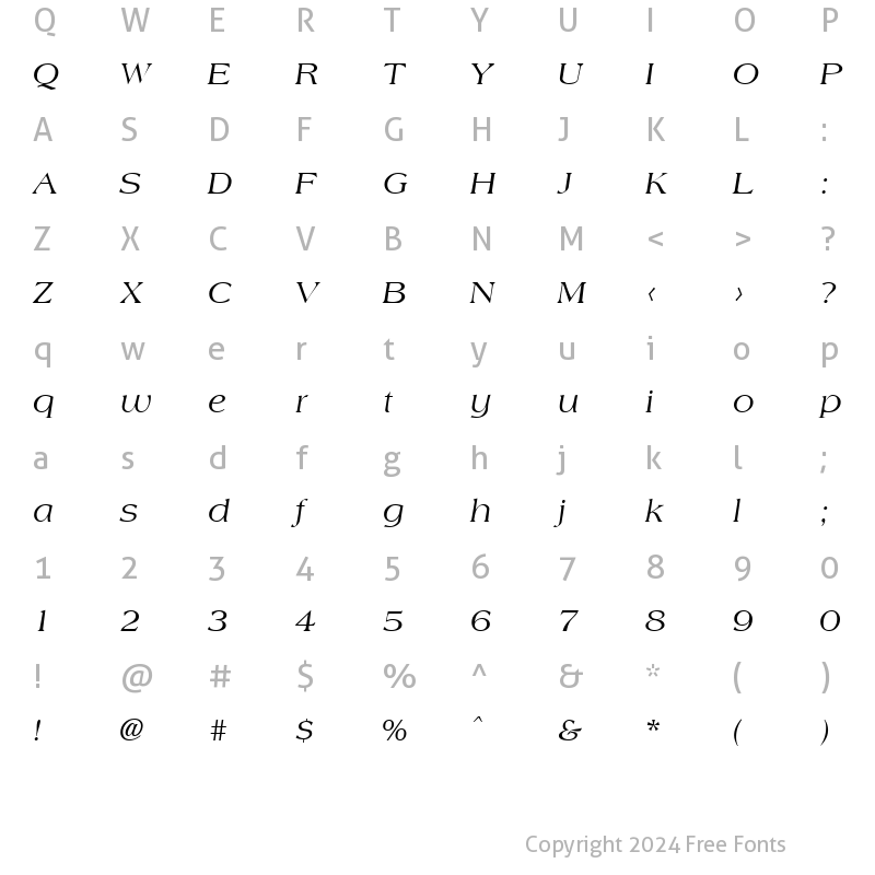 Character Map of Aphid Italic