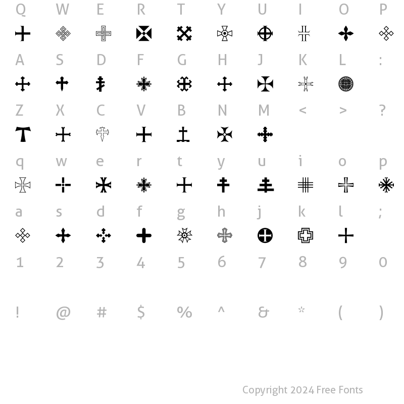 Character Map of Apocalypso Crosses Regular
