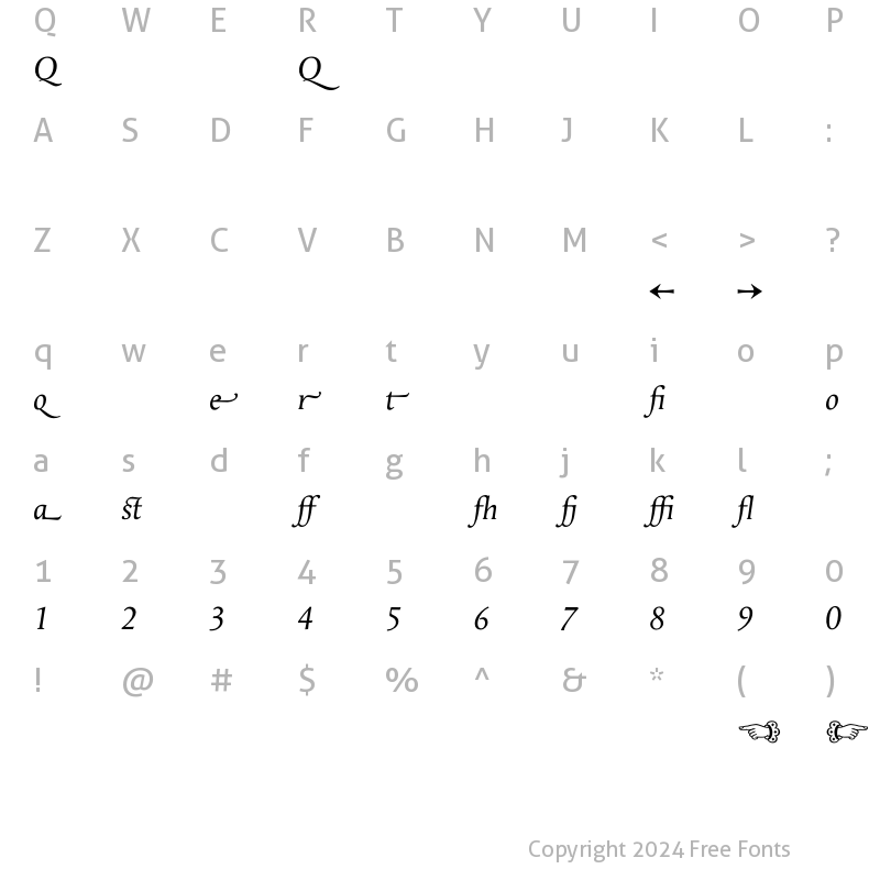 Character Map of ApollineAlternate Italic