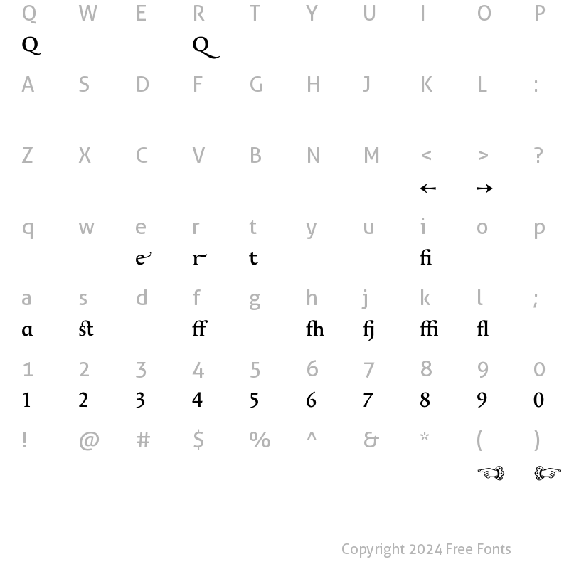 Character Map of ApollineAlternate SemiBold Regular