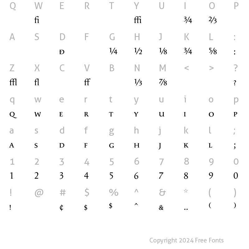 Character Map of ApollineExp Regular