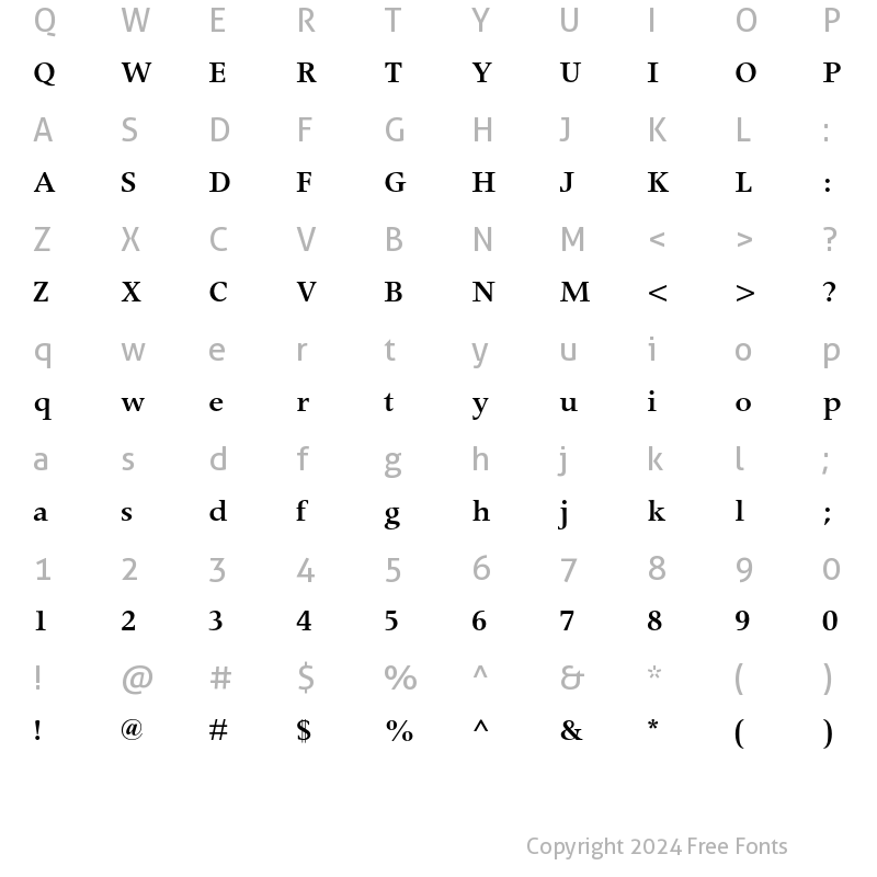 Character Map of Apollo MT Semi Bold