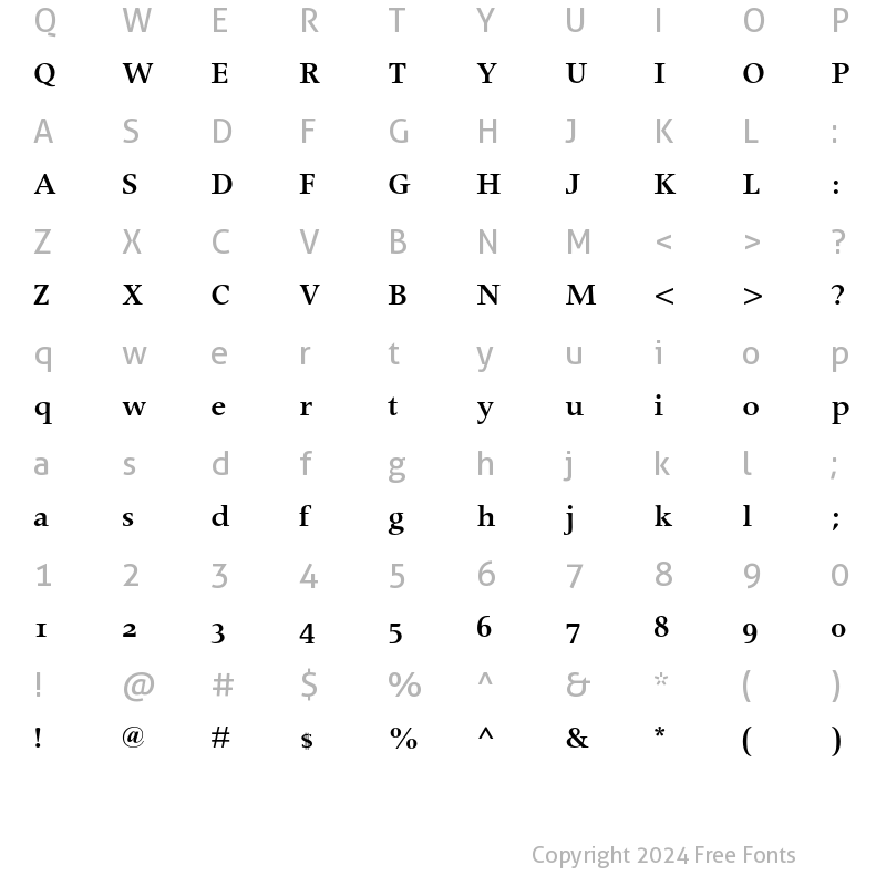 Character Map of Apollo MT Semi Oldstyle Figures Bold