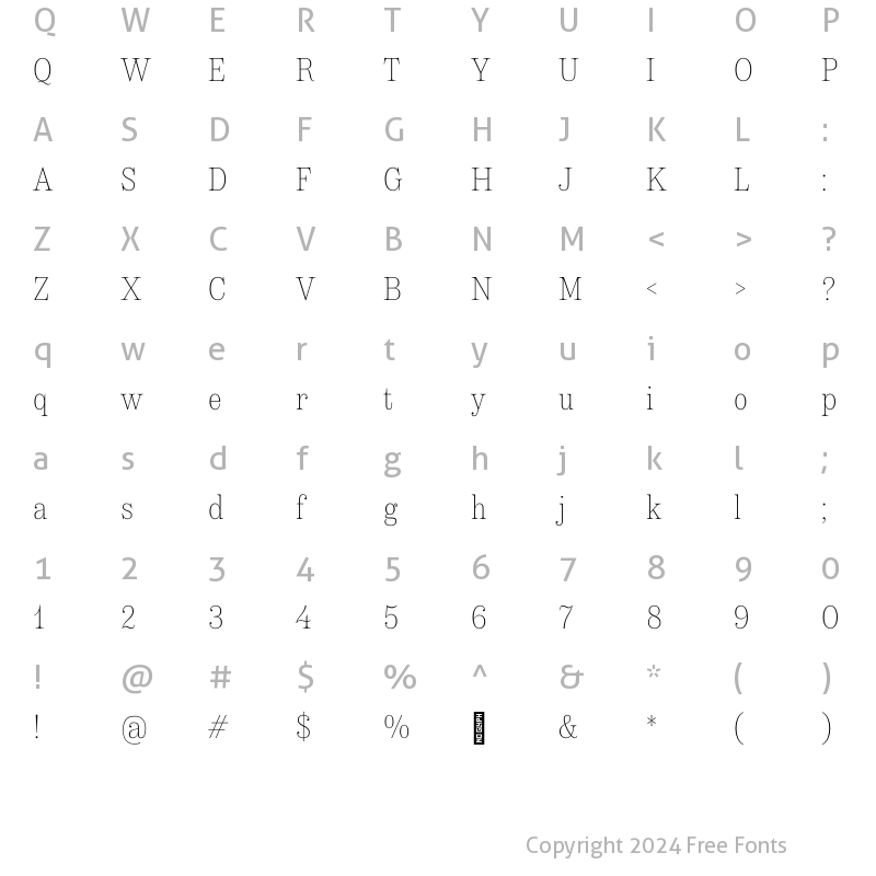 Character Map of Apothicaire Light Cd