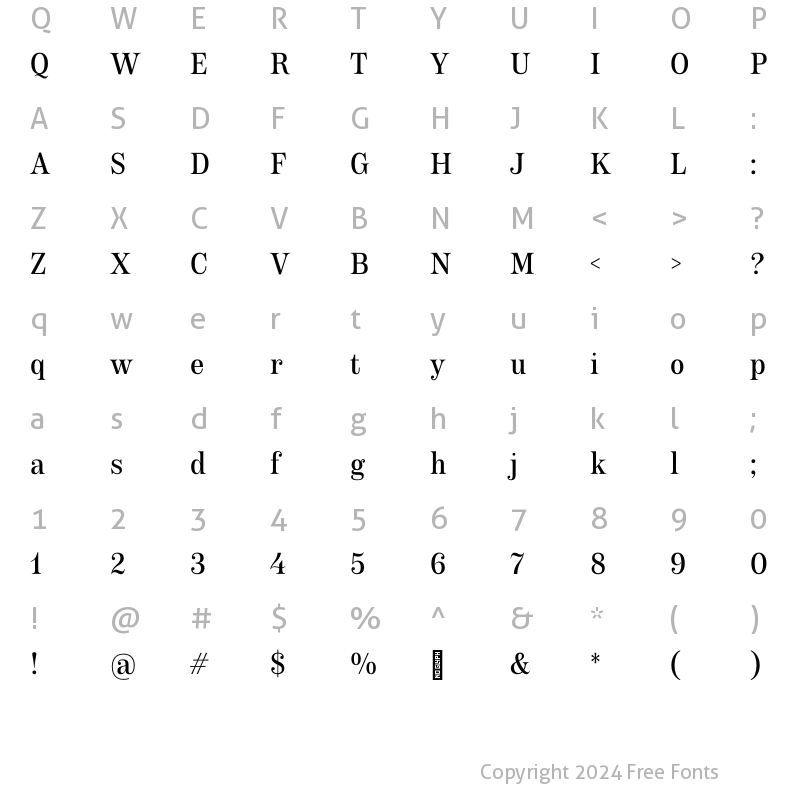 Character Map of Apothicaire Medium Cd