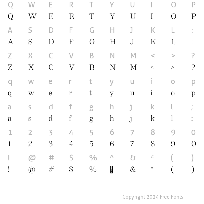 Character Map of Apothicaire Regular