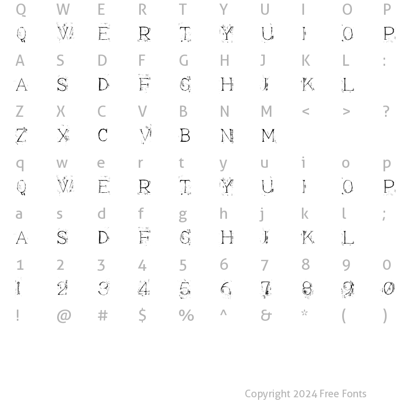 Character Map of Appendix3 Regular