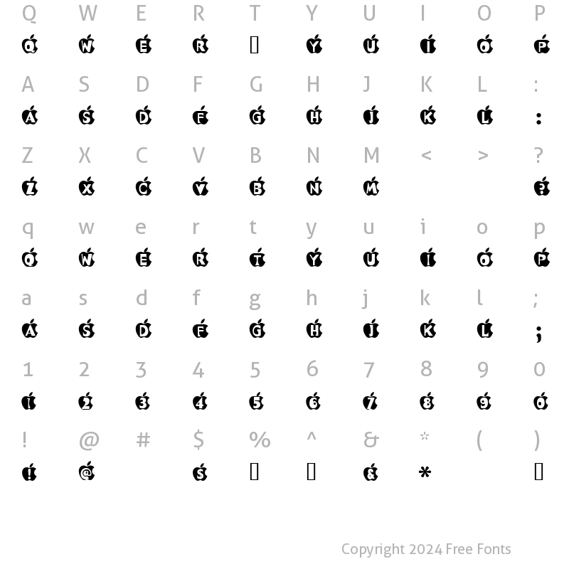 Character Map of Apple Antics Regular