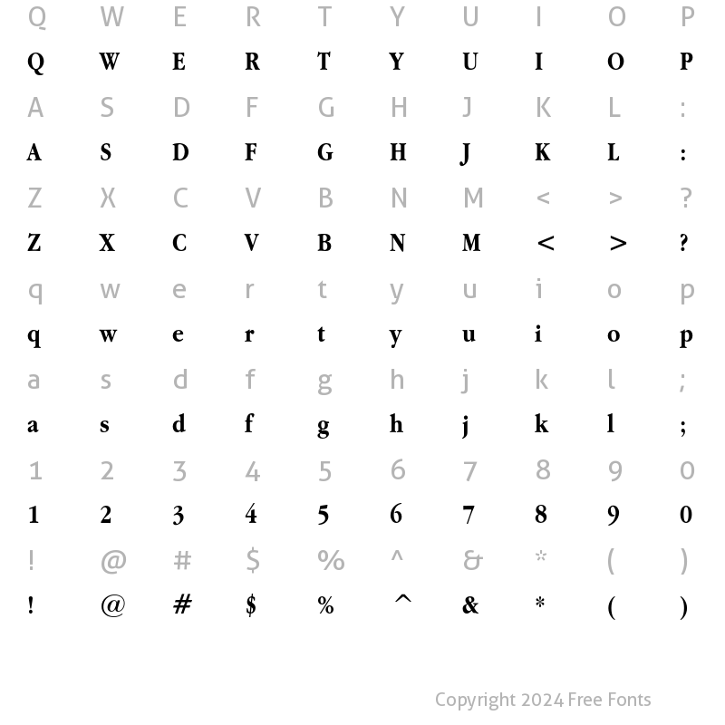 Character Map of Apple Garamond Bold