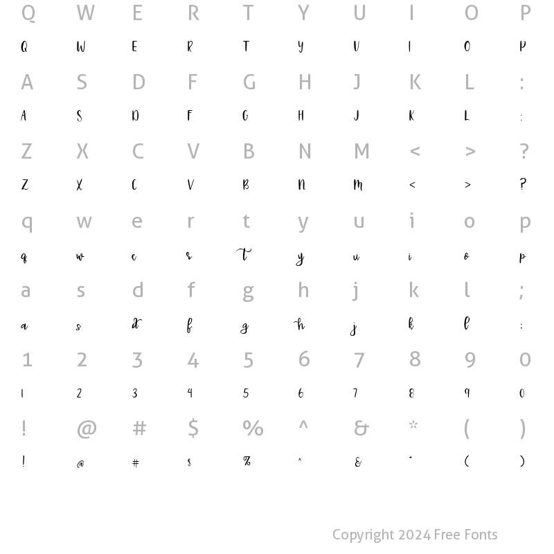 Character Map of Applebutter Script Script