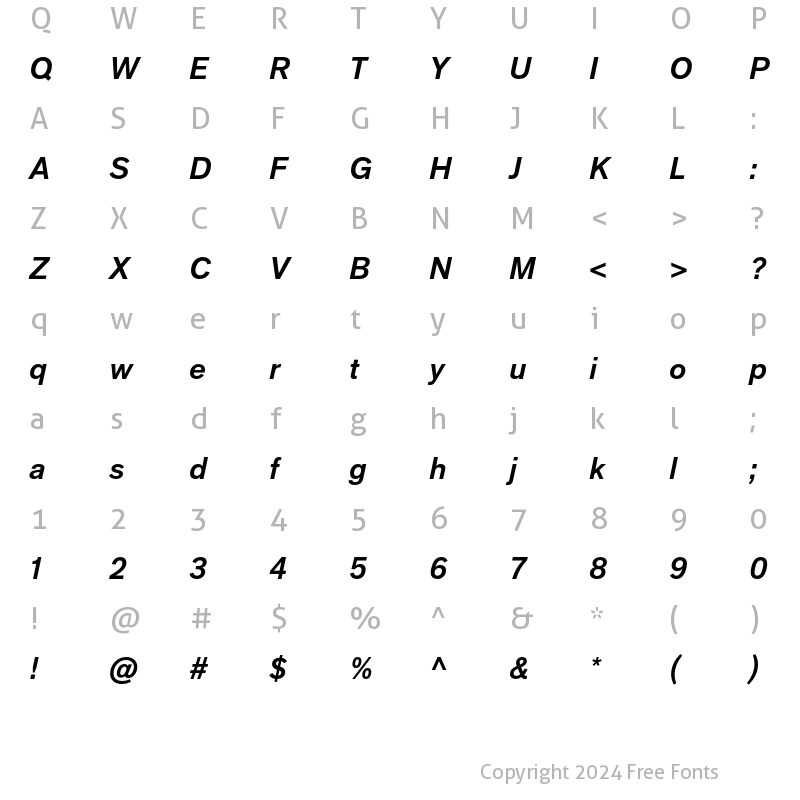 Character Map of AppliedSans BoldItalic