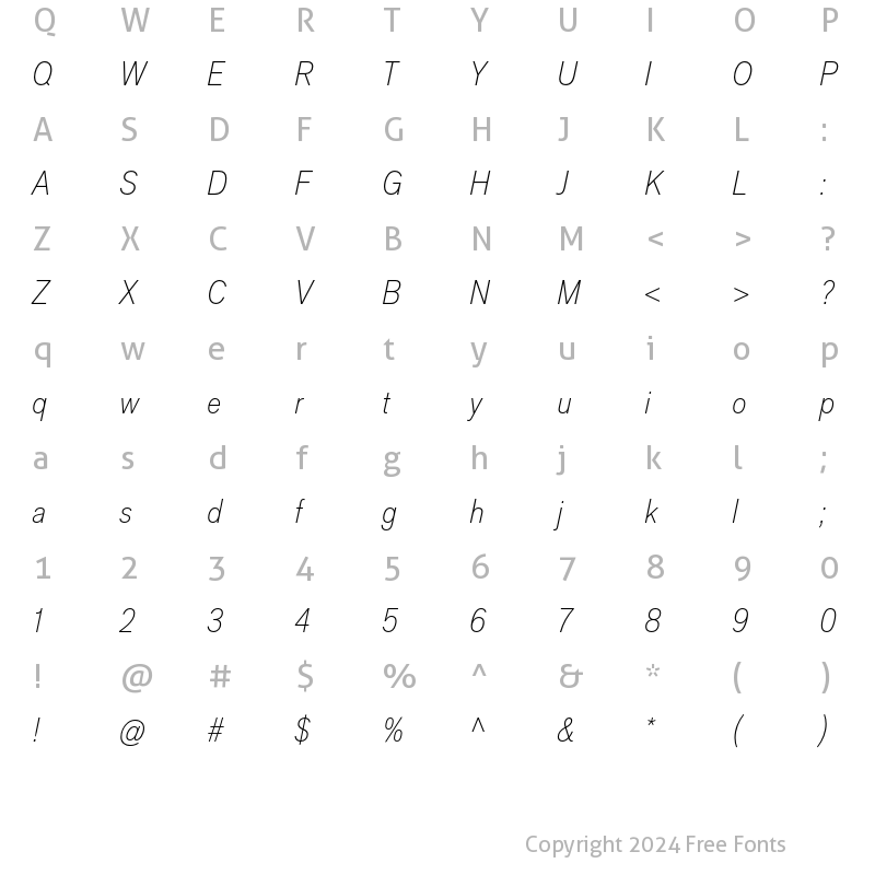 Character Map of AppliedSans CondUltLightIt