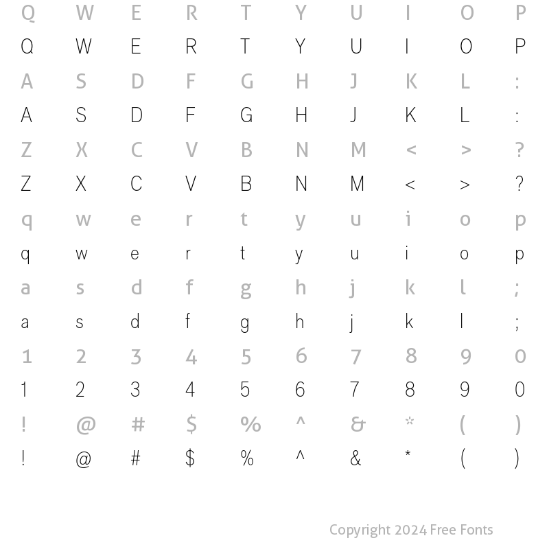 Character Map of AppliedSans CondUltraLight