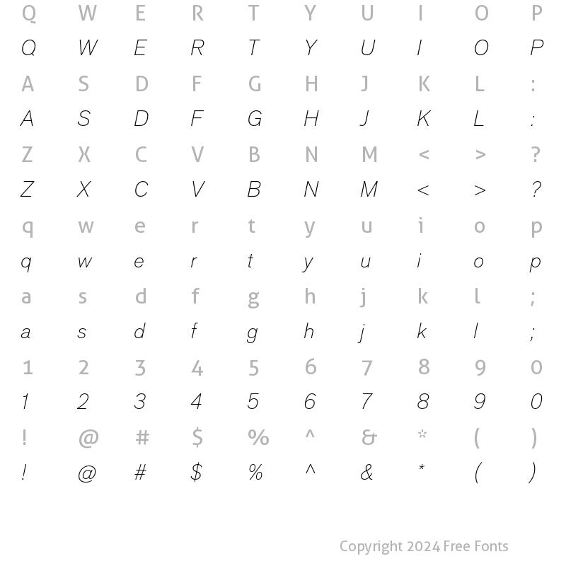 Character Map of AppliedSans UltraLightIt