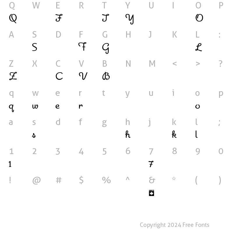 Character Map of Apricot - Alternates Regular