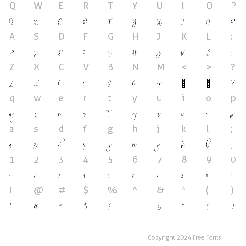 Character Map of apricot camelia Regular