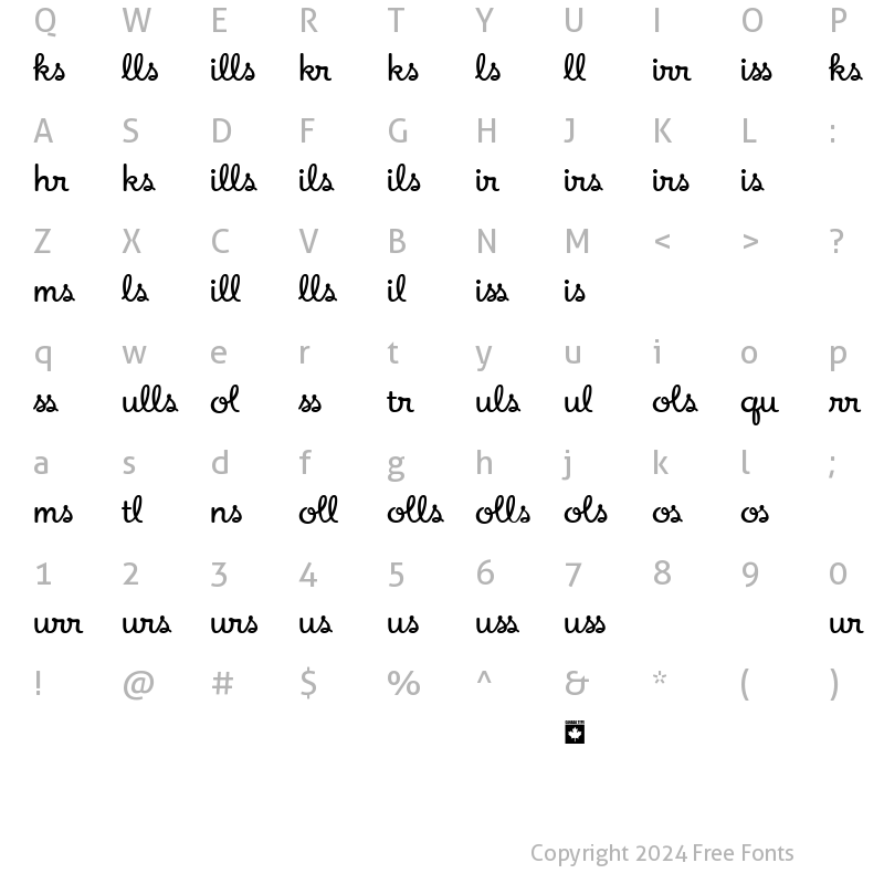 Character Map of Apricot - Ligatures Two Regular