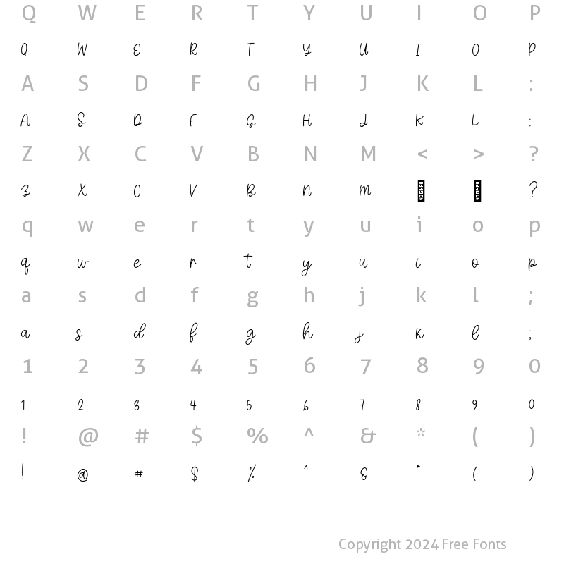 Character Map of April Sunset Script