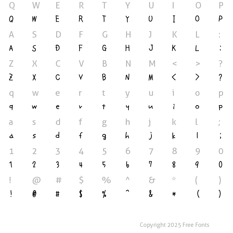 Character Map of aqua_pfont Regular