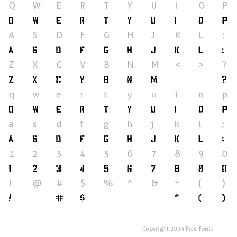 Character Map of Aquacia Regular