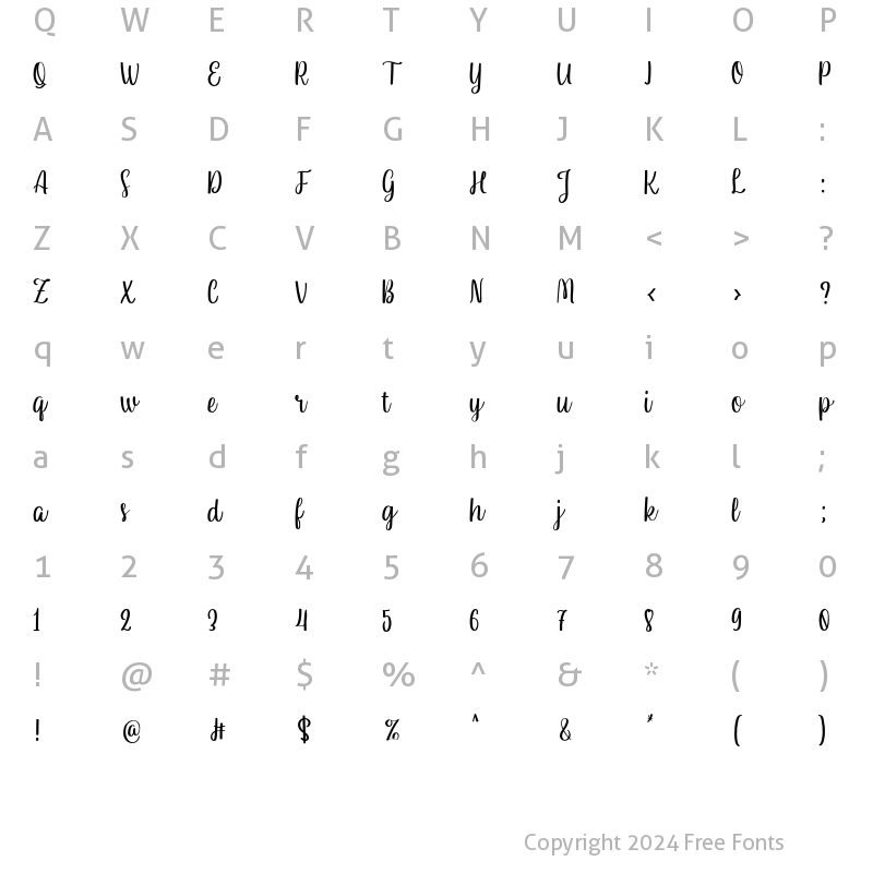 Character Map of Aquanetta Regular