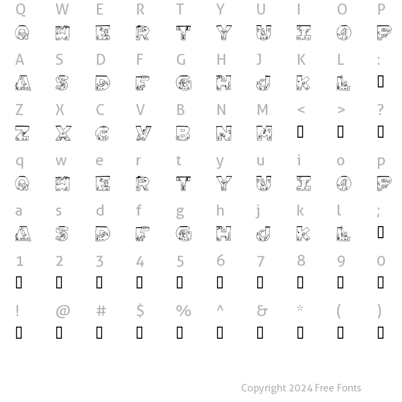 Character Map of Aquarium Regular