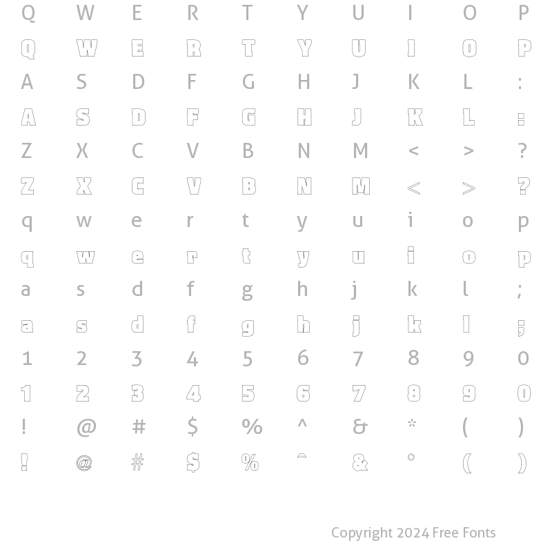 Character Map of Aquarius Outline Regular