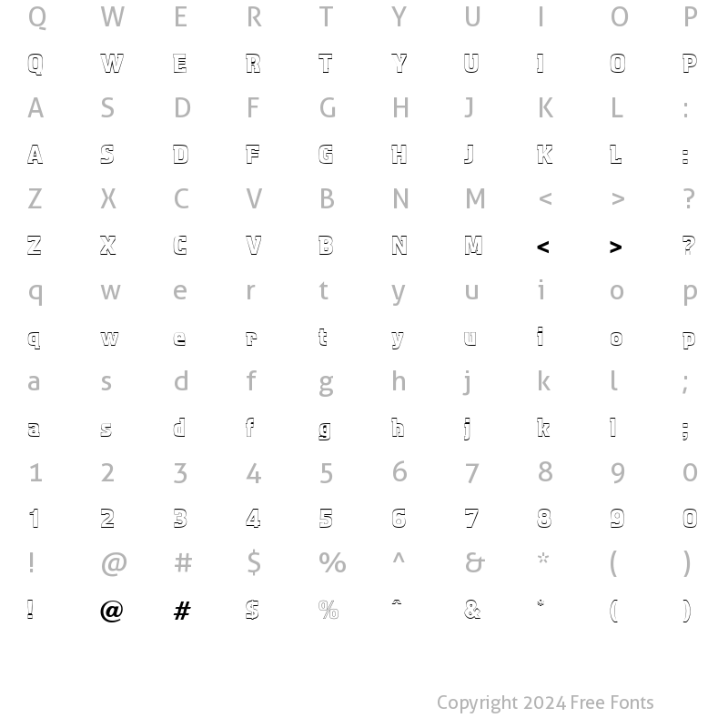 Character Map of AquariusOutline DB Regular