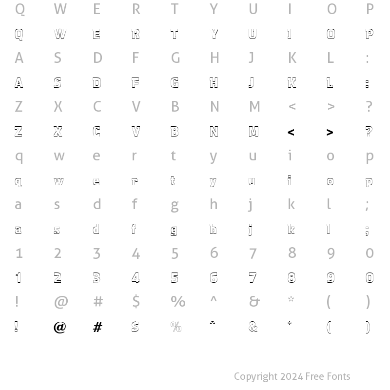 Character Map of AquariusOutline Regular