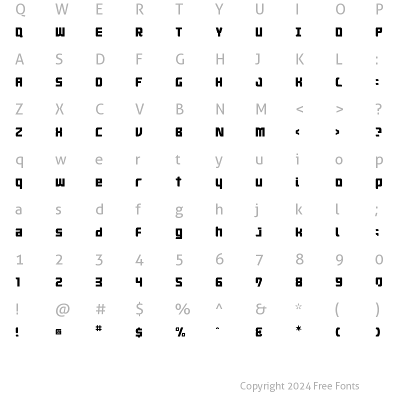 Character Map of Aquasky20ALP Regular