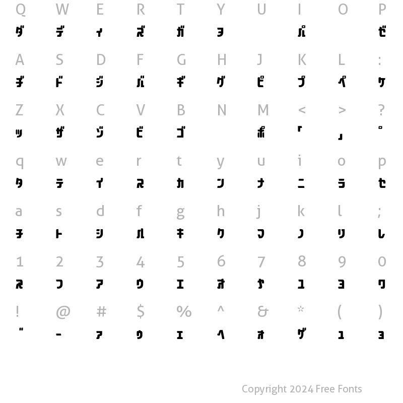 Character Map of Aquasky20KAT Regular