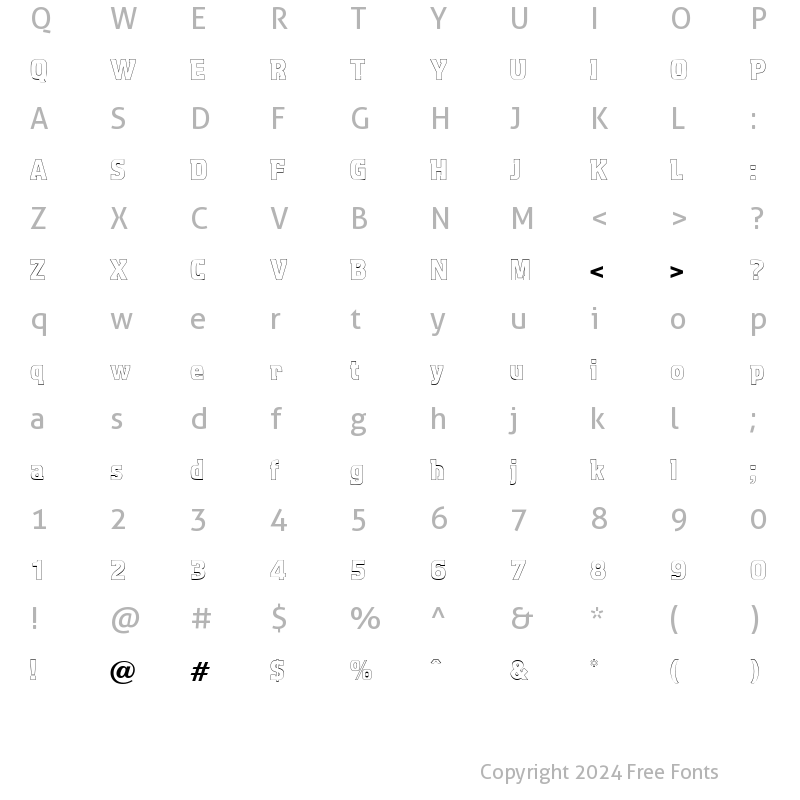 Character Map of Aquatic Outline Regular