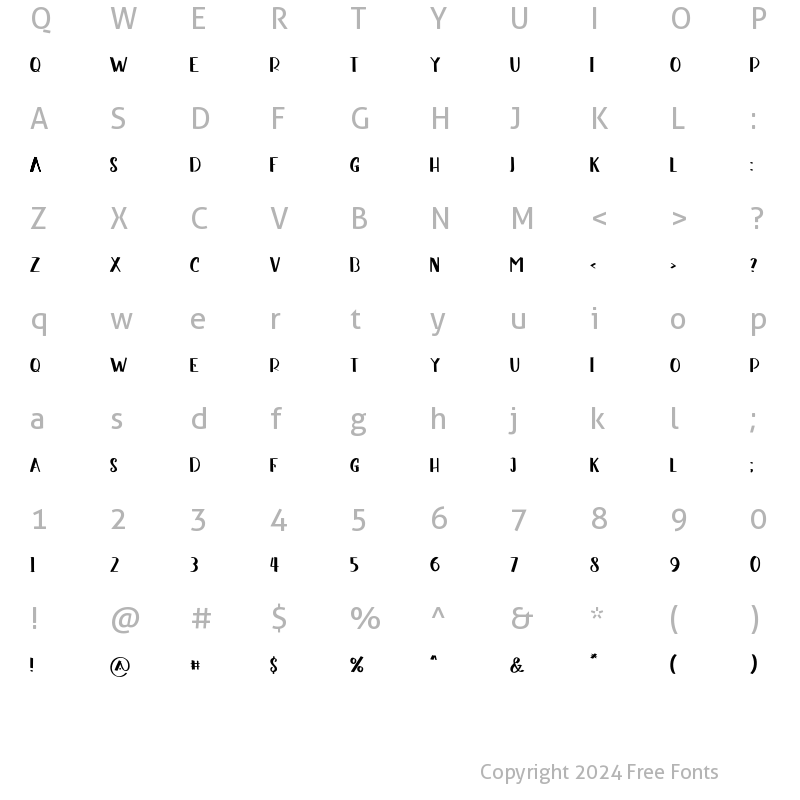 Character Map of Aqueena Regular