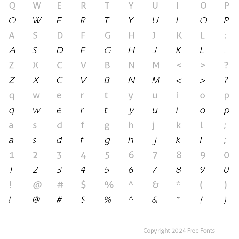 Character Map of AquilineBook Italic