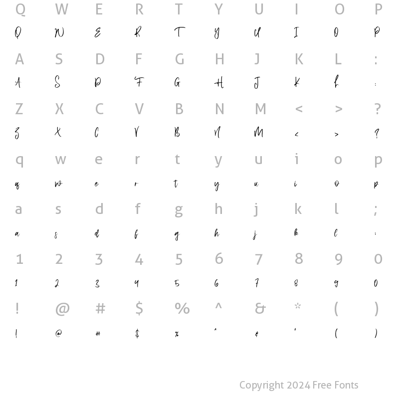 Character Map of Aquilla Regular