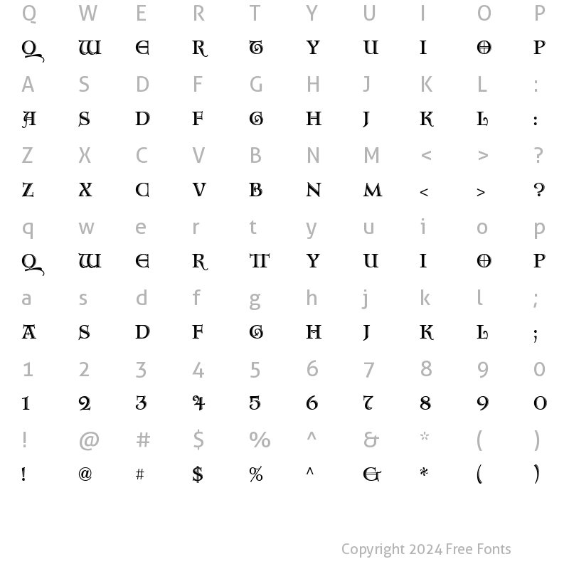 Character Map of Aquitaine Initials ICG Alt