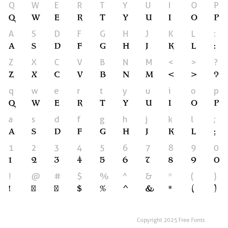 Character Map of Aquitaine Initials Std Regular
