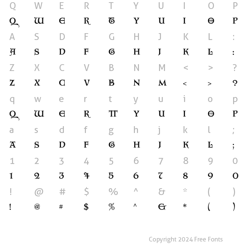 Character Map of AquitaineInitialsICG Alt Regular